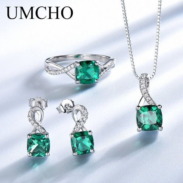 umcho elegant 925 sterling silver necklaces rings earrings square created emerald wedding gift for women fine jewelry sets trp4#, Black
umcho elegant 925 sterling silver necklaces rings earrings square created emerald wedding gift for women fine jewelry sets trp4#, Black