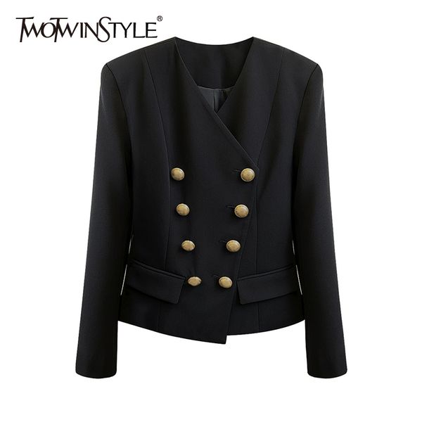 black double breasted jacket for women v neck long sleeve casual jackets female spring fashion new clothing 210428, Black;brown
black double breasted jacket for women v neck long sleeve casual jackets female spring fashion new clothing 210428, Black;brown