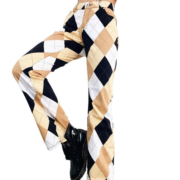 women mid waisted harajuku long pants 90s vintage argyle plaid printed straight leg trousers casual loose streetwear women's & capris, Black;white
women mid waisted harajuku long pants 90s vintage argyle plaid printed straight leg trousers casual loose streetwear women's & capris, Black;white