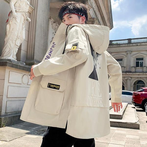 men's jackets autumn mid-length jacket windbreaker korean casual tooling splicing hooded outdoor, Black;brown
men's jackets autumn mid-length jacket windbreaker korean casual tooling splicing hooded outdoor, Black;brown