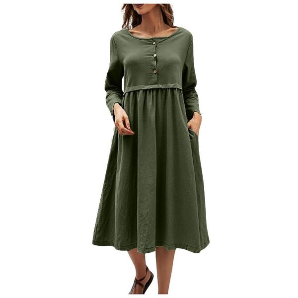 casual dresses autumn women plus size dress soild long sleeve o neck vintage midi for clothing vestidos de verano 2021, Black;gray
casual dresses autumn women plus size dress soild long sleeve o neck vintage midi for clothing vestidos de verano 2021, Black;gray