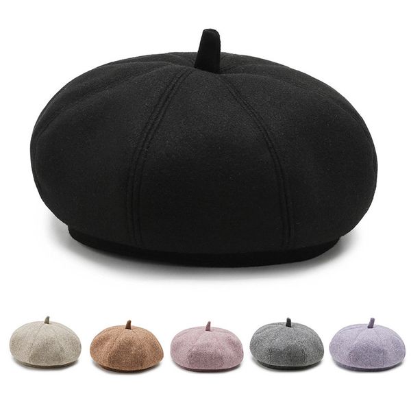 autumn and winter new female cashmere winter hat versatile wool beret student art artist pumpkin hat, Blue;gray
autumn and winter new female cashmere winter hat versatile wool beret student art artist pumpkin hat, Blue;gray