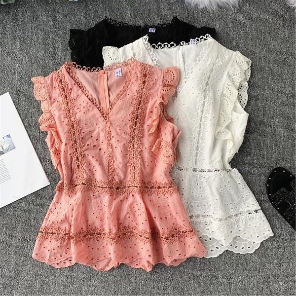 women's blouses & shirts summer blouse white lace womens and 2021 korean vintage ruffles ladies elegant sleeveless shirt lw1162
women's blouses & shirts summer blouse white lace womens and 2021 korean vintage ruffles ladies elegant sleeveless shirt lw1162