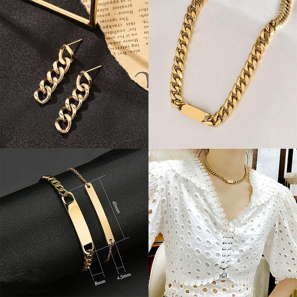 earrings & necklace meyrroyu stainless steel punk hop hip cuban link fashion jewelry set for women bracelet 2021 trend party gift, Silver
earrings & necklace meyrroyu stainless steel punk hop hip cuban link fashion jewelry set for women bracelet 2021 trend party gift, Silver