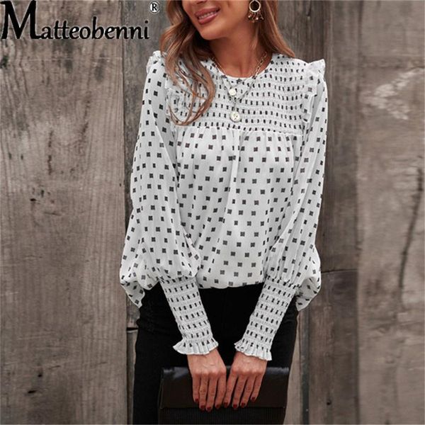 women's blouses & shirts 2021 spring autumn wave point print ruffle lantern long sleeve women chiffon shirt loose casual o-neck ladies, White
women's blouses & shirts 2021 spring autumn wave point print ruffle lantern long sleeve women chiffon shirt loose casual o-neck ladies, White
