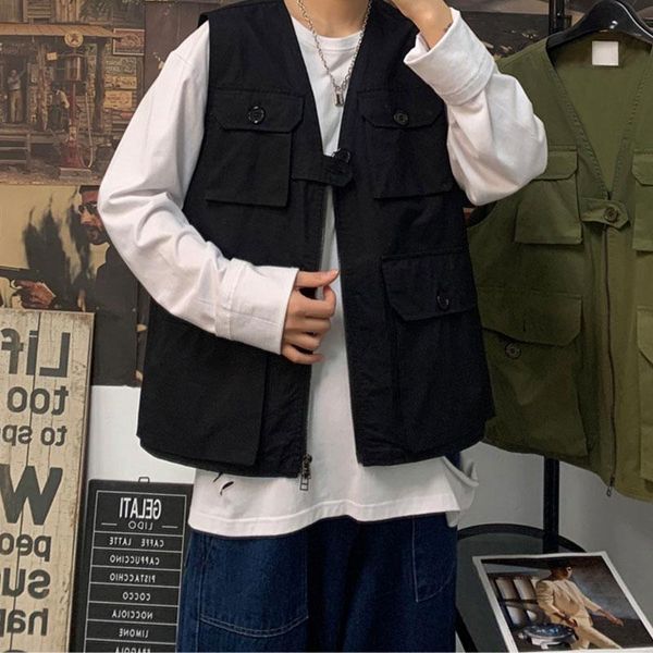 men's vests autumn thin multi-pocket functional tooling vest male trendy brand loose student casual sleeveless wearing black / jacket, Black;white
men's vests autumn thin multi-pocket functional tooling vest male trendy brand loose student casual sleeveless wearing black / jacket, Black;white
