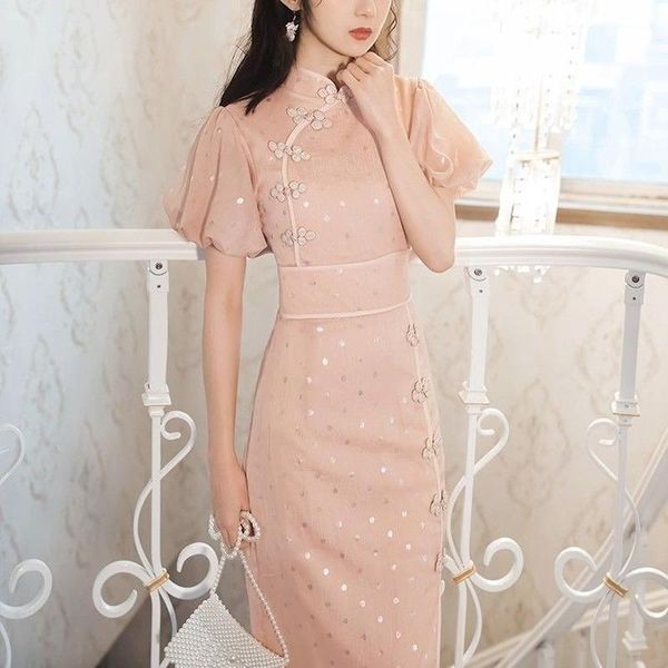 ethnic clothing 2021 summer french retro improved cheongsam daily girl long temperament slim dress chinese traditional style, Red
ethnic clothing 2021 summer french retro improved cheongsam daily girl long temperament slim dress chinese traditional style, Red