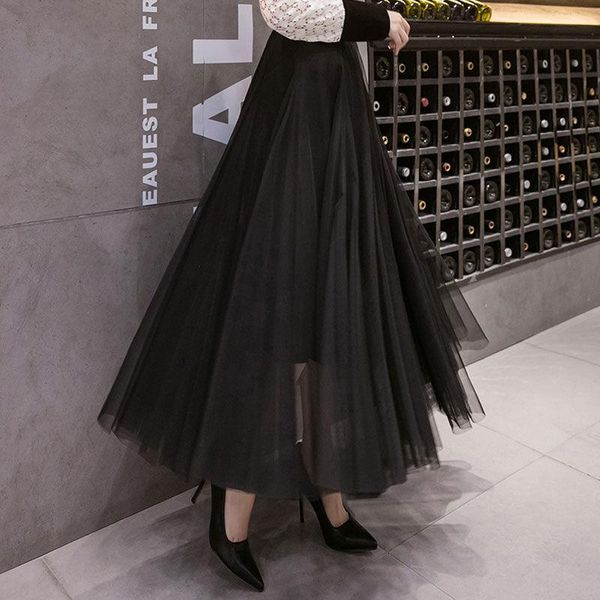 high waist gauze skirt half length super fairy slim 2021 spring mid summer skirts, Black
high waist gauze skirt half length super fairy slim 2021 spring mid summer skirts, Black