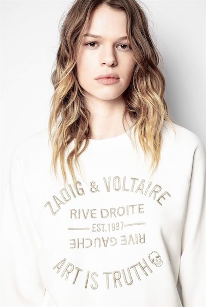 2021 french minority zadig embroidered sweater women's classic hoodies white letter silver embroidery cotton sweatshirt long sleeve zv2, Black
2021 french minority zadig embroidered sweater women's classic hoodies white letter silver embroidery cotton sweatshirt long sleeve zv2, Black