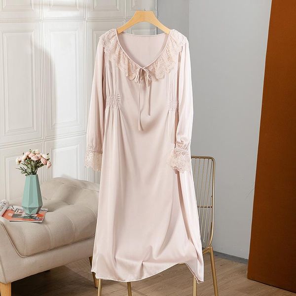 women's sleepwear autumn satin nightgown women o-neck sleep dress long sleeve nightdress casual lace trim home loungewear, Black;red
women's sleepwear autumn satin nightgown women o-neck sleep dress long sleeve nightdress casual lace trim home loungewear, Black;red