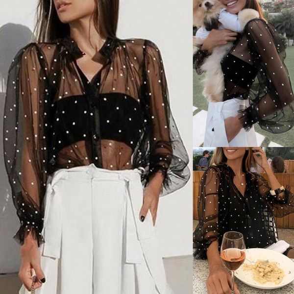 women's t-shirt 2021 fashion casual women transparent mesh sheer puff long sleeve stand collar see-through polka dot tee bottoming shi, White
women's t-shirt 2021 fashion casual women transparent mesh sheer puff long sleeve stand collar see-through polka dot tee bottoming shi, White