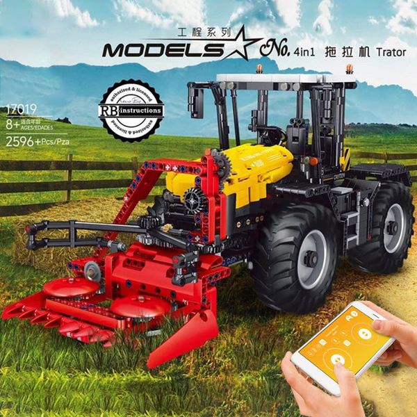 mouldking remote control technic grassland harrow tractor farming agriculture cultivator loader truck building blocks toys q1215