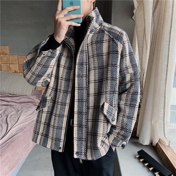 men's jackets spring autumn vintage woolen plaid jacket outwear loose coat clothes overcoat streetwear, Black;brown
men's jackets spring autumn vintage woolen plaid jacket outwear loose coat clothes overcoat streetwear, Black;brown