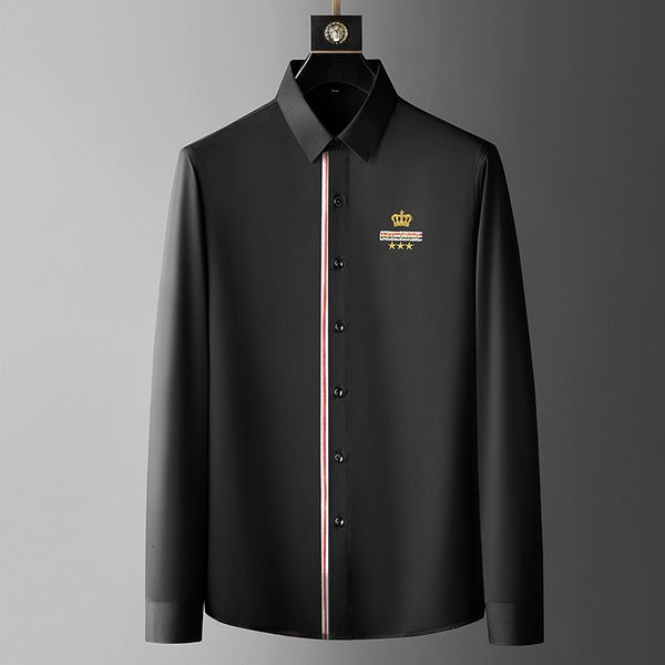 men's casual shirts shirt, party crown embroidery, stripe, long mouth, casual, simple, White;black
men's casual shirts shirt, party crown embroidery, stripe, long mouth, casual, simple, White;black
