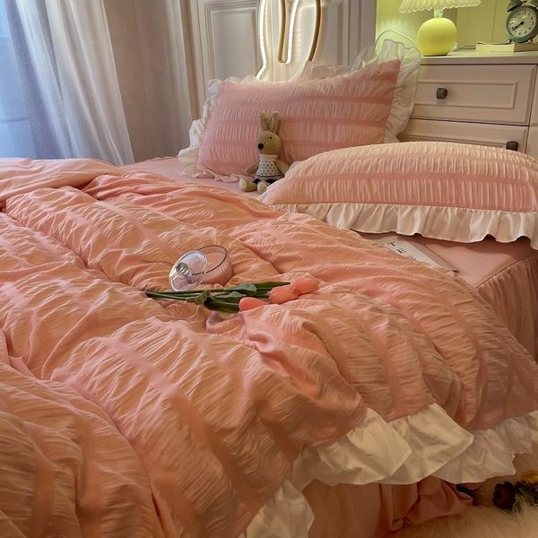 lace quilt cover girl heart four piece set pink washed cotton student bed sheet dormitory three spring bedding sets
lace quilt cover girl heart four piece set pink washed cotton student bed sheet dormitory three spring bedding sets