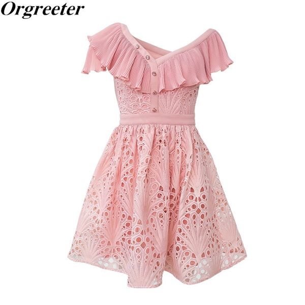 high-end custom cute pink lace dress women summer chic off shoulder hollow out ruffles pleated birthday party 210602, White
high-end custom cute pink lace dress women summer chic off shoulder hollow out ruffles pleated birthday party 210602, White