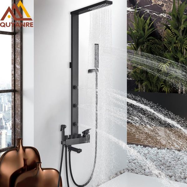 matte black shower faucet kit bathroom column rainfall massage spa jets bidet with tub spout mixer sets
matte black shower faucet kit bathroom column rainfall massage spa jets bidet with tub spout mixer sets