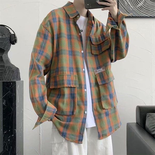 men's casual shirts 2021 long sleeve lattice printing pocket camisa masculina streetwear clothes high-quality plus size -2xl, White;black
men's casual shirts 2021 long sleeve lattice printing pocket camisa masculina streetwear clothes high-quality plus size -2xl, White;black