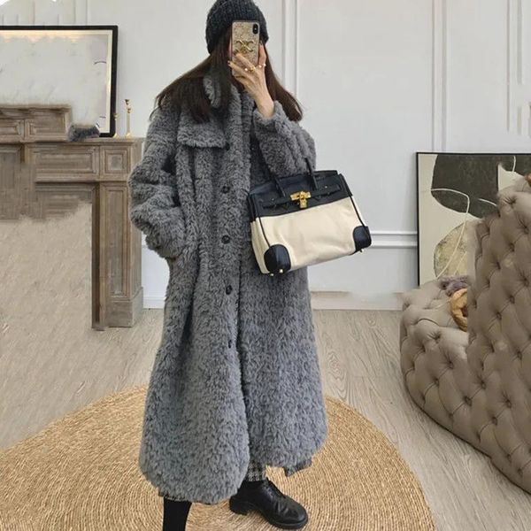 women's fur & faux gray long lamb coat women vintage sheep shearing jacket winter thick warm fashion casual loose female overcoat, Black
women's fur & faux gray long lamb coat women vintage sheep shearing jacket winter thick warm fashion casual loose female overcoat, Black
