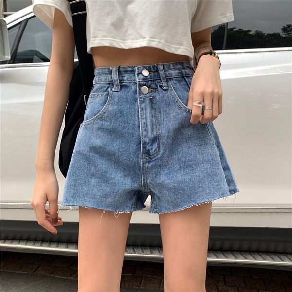 jeans women loose summer high waist shorts korean-style wide leg women's, White;black