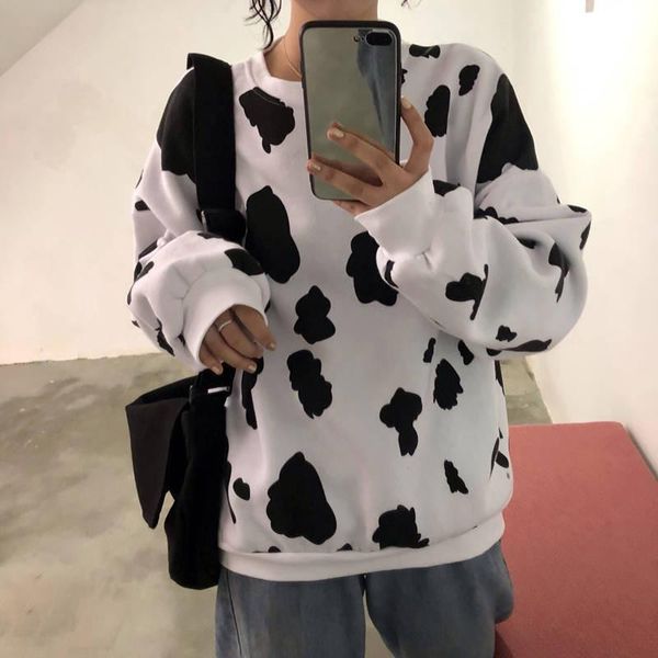 women's hoodies & sweatshirts sweatshirt oversize autumn winter cow milk print loose long sleeve harajuku female streetwear clothes sud, Black
women's hoodies & sweatshirts sweatshirt oversize autumn winter cow milk print loose long sleeve harajuku female streetwear clothes sud, Black