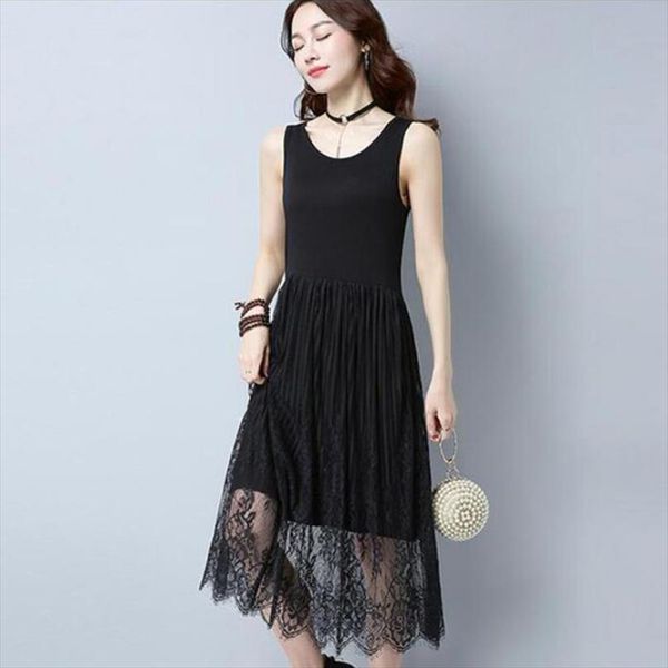 summer sleeveless loose party womens dresses elegant lace tank strap patchwork mesh plus size vestidos, Black;gray
summer sleeveless loose party womens dresses elegant lace tank strap patchwork mesh plus size vestidos, Black;gray
