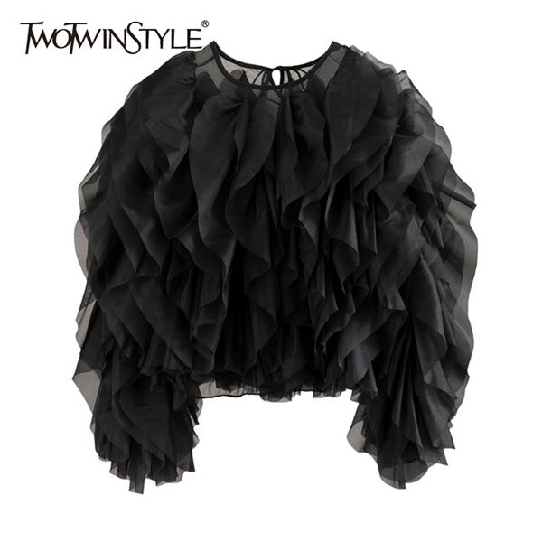 twotwinstyle vintage patchwork ruffle shirt for women o neck lantern long sleeve solid elegant blouse female fashion style 210719, White
twotwinstyle vintage patchwork ruffle shirt for women o neck lantern long sleeve solid elegant blouse female fashion style 210719, White