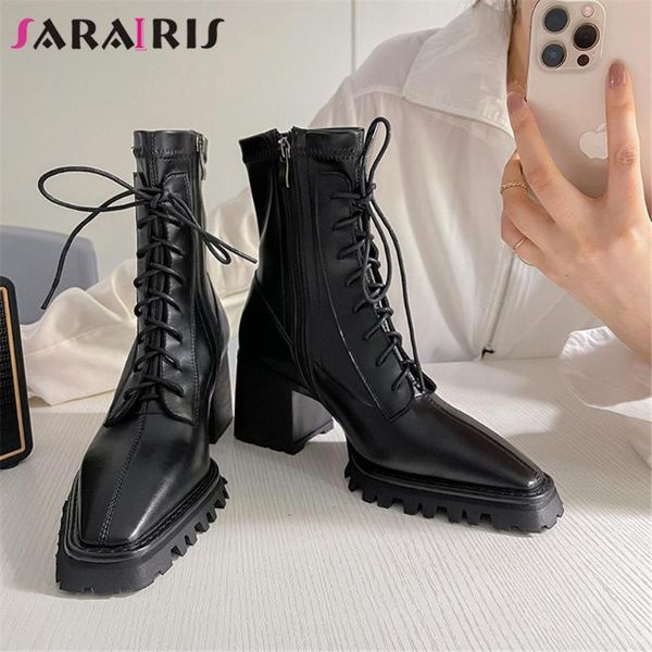 boots sarairis genuine leather designer women's brand solid lace up zipper high heel trendy 2021 ins winter shoes women, Black
boots sarairis genuine leather designer women's brand solid lace up zipper high heel trendy 2021 ins winter shoes women, Black