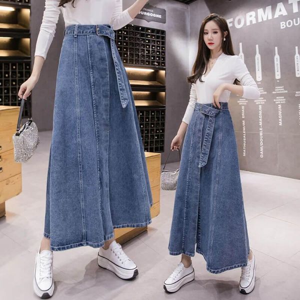 skirts vintage denim long skirt women 2021 spring summer high waist solid casual a line jeans with sashes chic streetwear, Black
skirts vintage denim long skirt women 2021 spring summer high waist solid casual a line jeans with sashes chic streetwear, Black