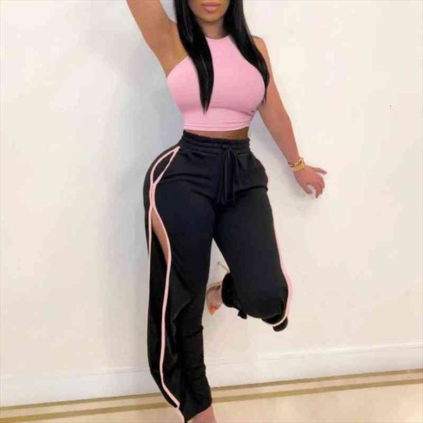 women casual summer clothes sleeveless halter vest pants outfits high waist split pants trousers patchwork streetwear 2pcs, Gray
women casual summer clothes sleeveless halter vest pants outfits high waist split pants trousers patchwork streetwear 2pcs, Gray
