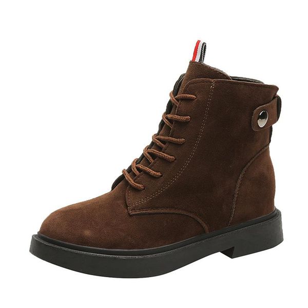 boots 2021 autumn and winter suede fashion trend flat bottom lace casual comfortable women's, Black 
boots 2021 autumn and winter suede fashion trend flat bottom lace casual comfortable women's, Black