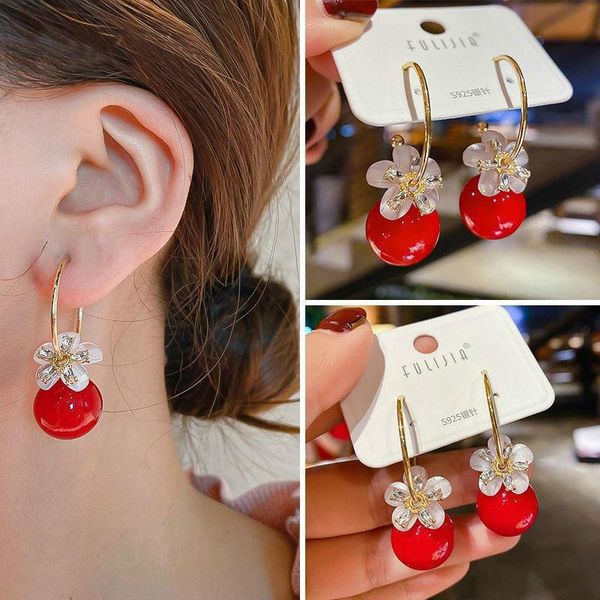 hoop & huggie s925 silver needle flower red pearl fashion temperament female personality earrings, Golden;silver
hoop & huggie s925 silver needle flower red pearl fashion temperament female personality earrings, Golden;silver