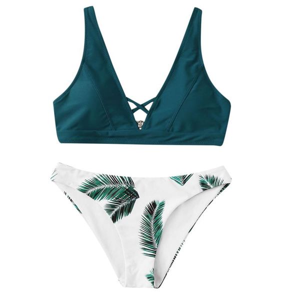 women's swimwear bikinis set swimming two piece bikini 2021 2pc swimsuit women print solid leaf maillot de bain femme, White;black
women's swimwear bikinis set swimming two piece bikini 2021 2pc swimsuit women print solid leaf maillot de bain femme, White;black