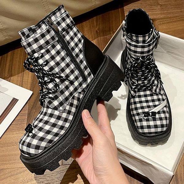 boots 2021 winter fashion women's lace-up mid-heel round toe plaid square heels shoes botas muje, Black
boots 2021 winter fashion women's lace-up mid-heel round toe plaid square heels shoes botas muje, Black