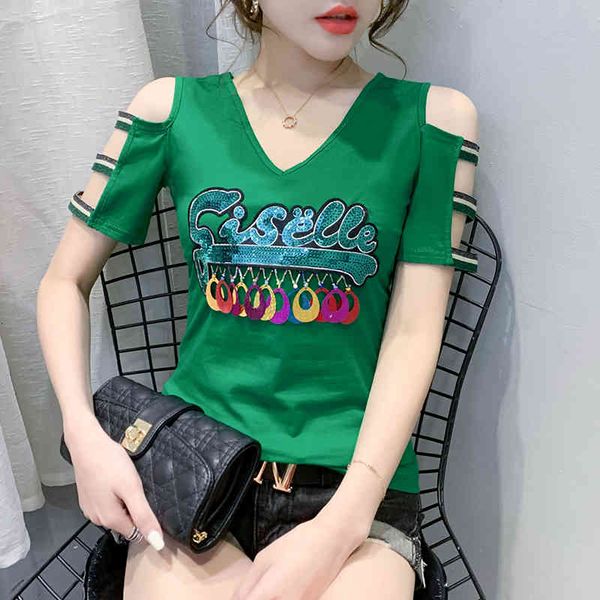 women's t-shirt summer korean clothes t-shirt fashion off shoulder women ropa mujer short sleeve cotton sequins tees t04, White
women's t-shirt summer korean clothes t-shirt fashion off shoulder women ropa mujer short sleeve cotton sequins tees t04, White