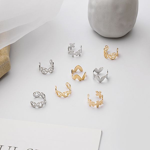 korean temperament hollow out love smile five pointed star flower opening female fashion versatile personality ring, Silver
korean temperament hollow out love smile five pointed star flower opening female fashion versatile personality ring, Silver