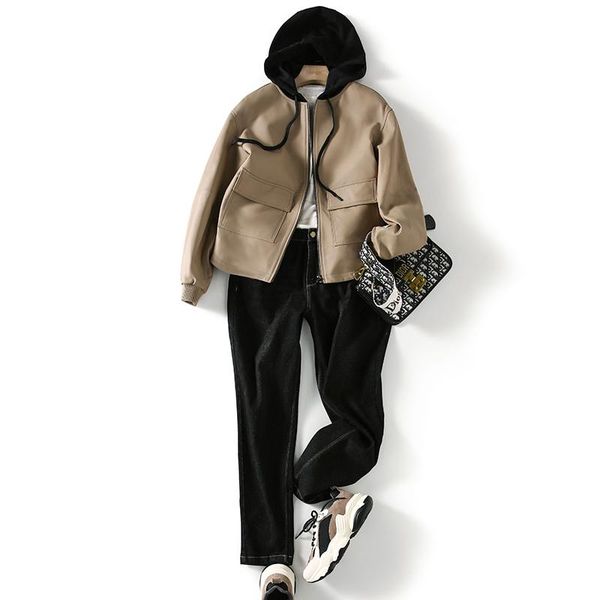 women's leather & faux ptslan 2021 genuine fashion natural sheepskin jacket p7048, Black
women's leather & faux ptslan 2021 genuine fashion natural sheepskin jacket p7048, Black