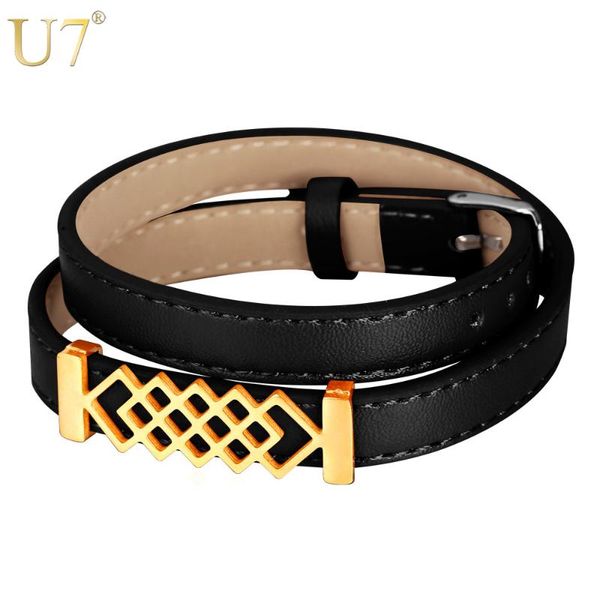 tennis u7 genuine leather bracelet men jewelry stainless steel geometric 4 options bracelets for women h735, Golden;silver
tennis u7 genuine leather bracelet men jewelry stainless steel geometric 4 options bracelets for women h735, Golden;silver