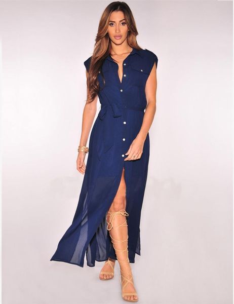 women summer beach dress chiffon maxi elegant split fashion casual shirt button loose sleeveless ladies dresses, Black;gray
women summer beach dress chiffon maxi elegant split fashion casual shirt button loose sleeveless ladies dresses, Black;gray