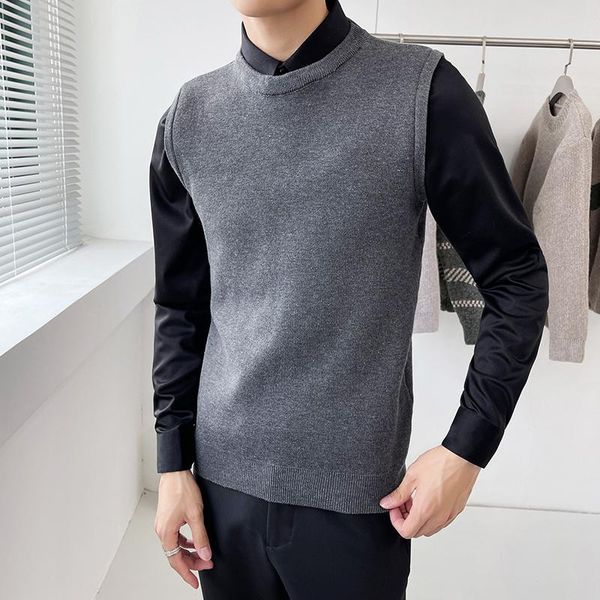 men's sweaters fashion fake-2pieces shirt long sleeve spliced sweater men clothing simple autumn winter slim fit knitted pullovers pull, White;black
men's sweaters fashion fake-2pieces shirt long sleeve spliced sweater men clothing simple autumn winter slim fit knitted pullovers pull, White;black