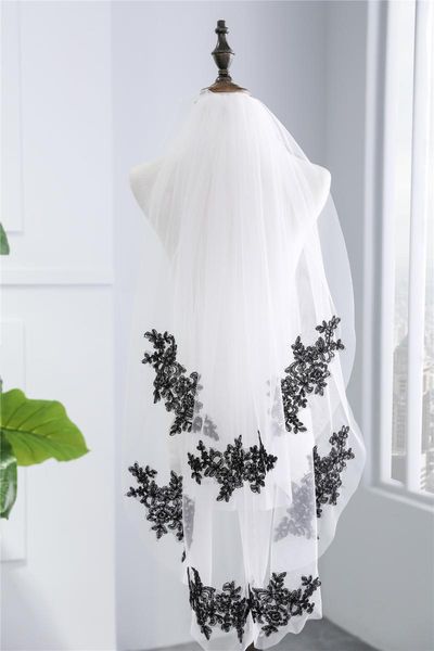 bridal veils 2021 black lace two layers bride veil real po white/ivory wedding accessories veu de noiva ee9015
bridal veils 2021 black lace two layers bride veil real po white/ivory wedding accessories veu de noiva ee9015