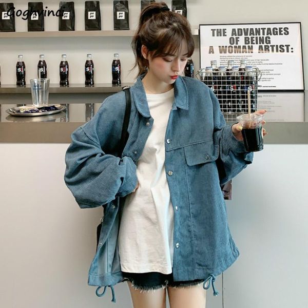 women's jackets basic women corduroy turn-down collar pockets bows single breasted solid korean style loose young students simple, Black;brown
women's jackets basic women corduroy turn-down collar pockets bows single breasted solid korean style loose young students simple, Black;brown