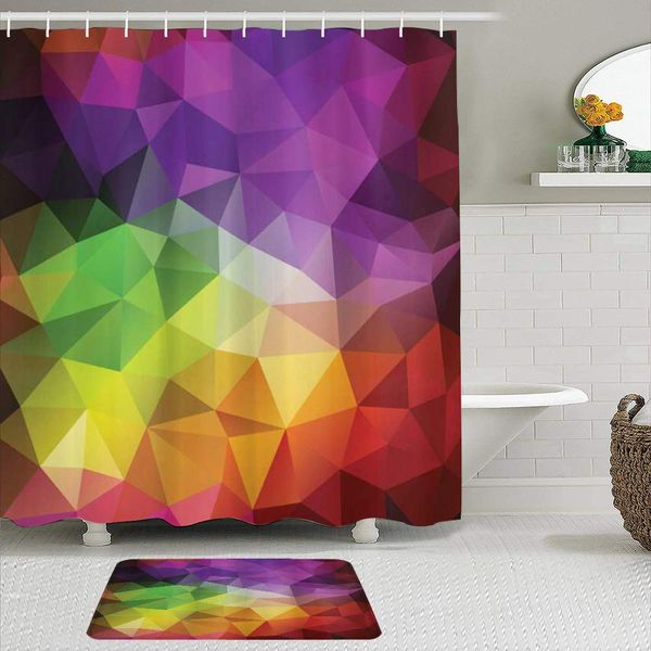 fabric shower curtain and mats set,colorful abstract geometric shapes with triangular polygons creative yellow purple,waterproof
fabric shower curtain and mats set,colorful abstract geometric shapes with triangular polygons creative yellow purple,waterproof