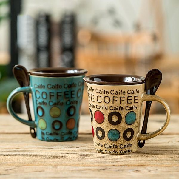 creative ceramic cup retro personality trend mug couple simple coffee household water spoon with lid set mugs
creative ceramic cup retro personality trend mug couple simple coffee household water spoon with lid set mugs