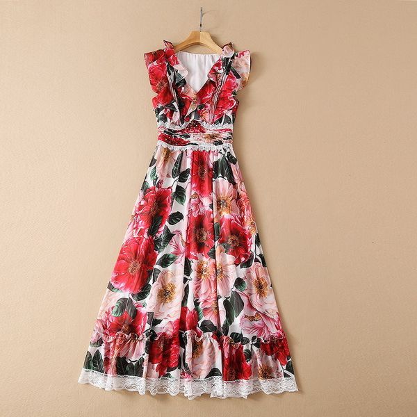 casual dresses european and american women's clothing spring sleeveless ruffled v-neck fashion floral print pleated dress nv2o, Black;gray
casual dresses european and american women's clothing spring sleeveless ruffled v-neck fashion floral print pleated dress nv2o, Black;gray