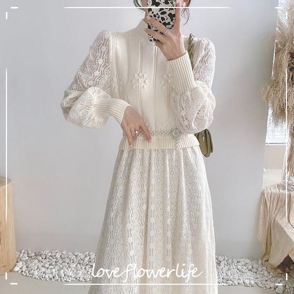 lace patchwork knitted dress women autumn elegant slim a-line dresses vestidos puff sleeve o-neck ladies long dress 210521, Black;gray
lace patchwork knitted dress women autumn elegant slim a-line dresses vestidos puff sleeve o-neck ladies long dress 210521, Black;gray
