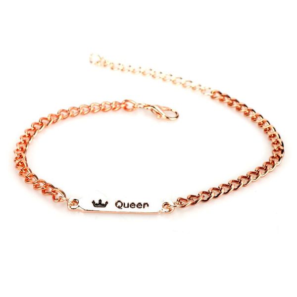 link, chain trendy rose gold queen silver color king stainless steel couple charm bracelets/bangles for lover women/men, Black
link, chain trendy rose gold queen silver color king stainless steel couple charm bracelets/bangles for lover women/men, Black