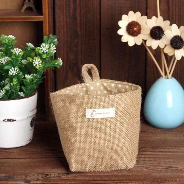 selling polka dot small storage sack cloth hanging non woven basket retro simple home decoration bags
selling polka dot small storage sack cloth hanging non woven basket retro simple home decoration bags