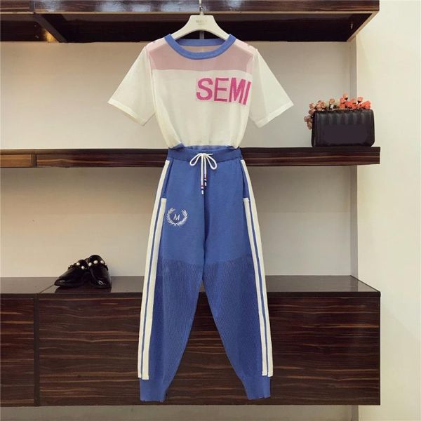 women's tracksuits tracksuit for women trendy summer thin knitted t-shirt + casual pants 2 pcs sets female suits, Gray
women's tracksuits tracksuit for women trendy summer thin knitted t-shirt + casual pants 2 pcs sets female suits, Gray