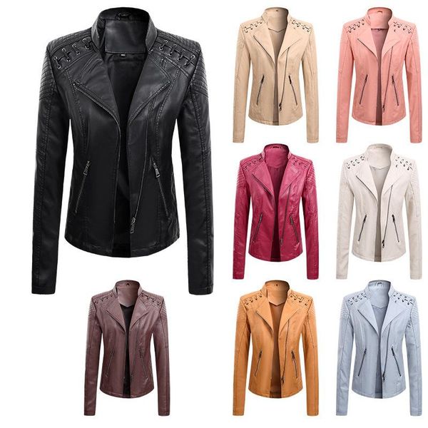 women's leather & faux 2021 slim pu jacket motorcycle suit collar coat, Black
women's leather & faux 2021 slim pu jacket motorcycle suit collar coat, Black